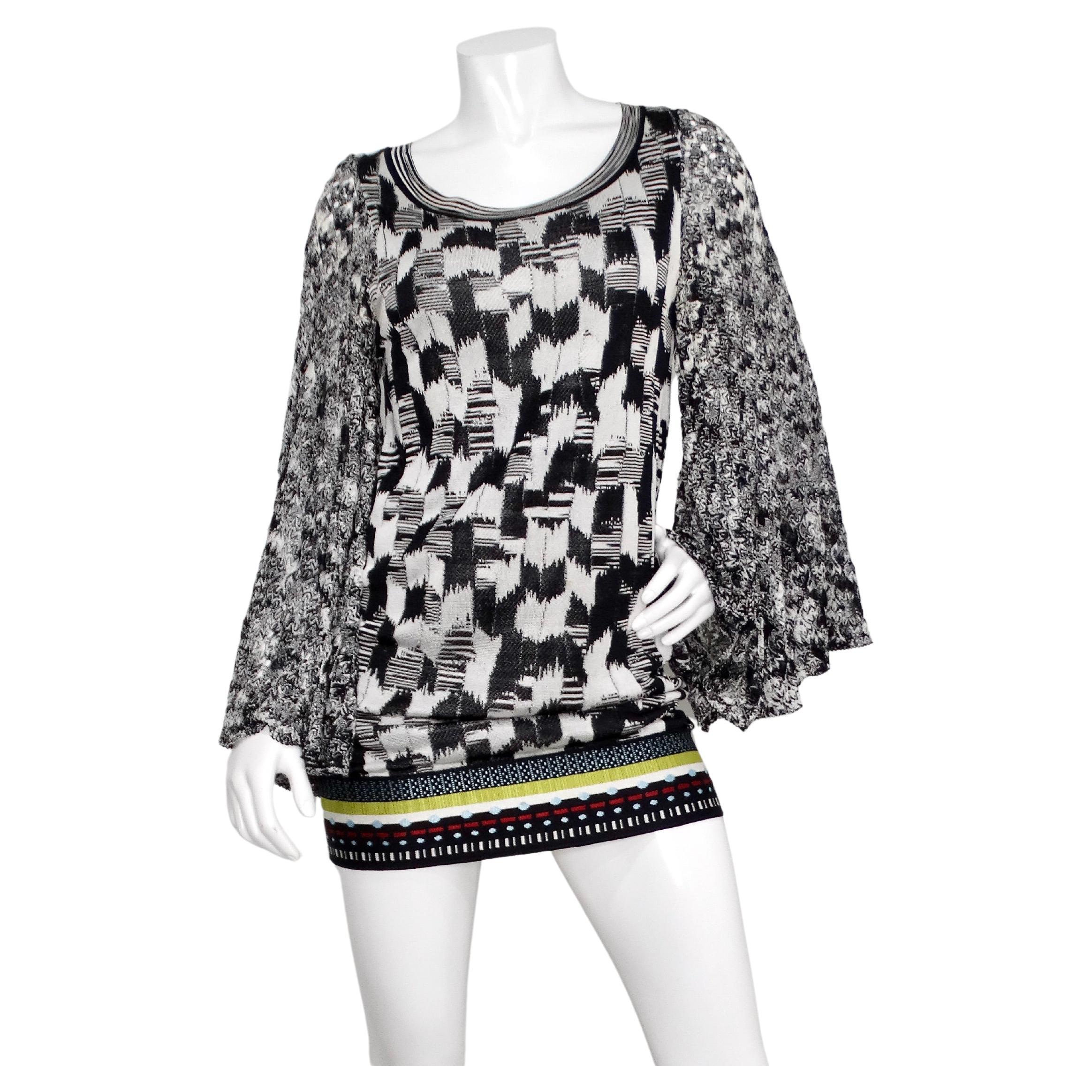 Missoni - Mini robe à manches cloche imprimée au crochet en vente