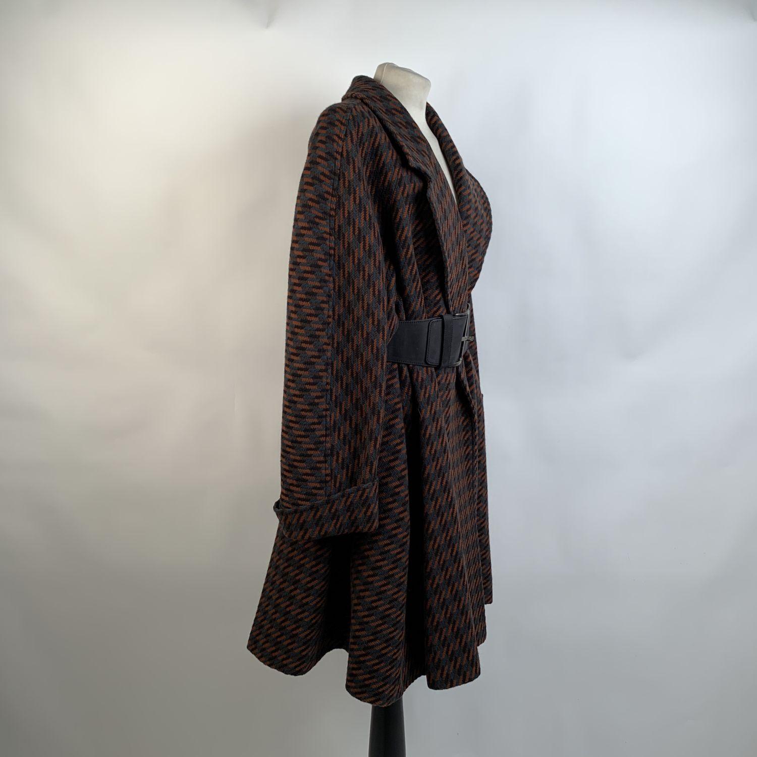 Black Missoni Donna Vintage Belted Wool Oversized Coat Size 40