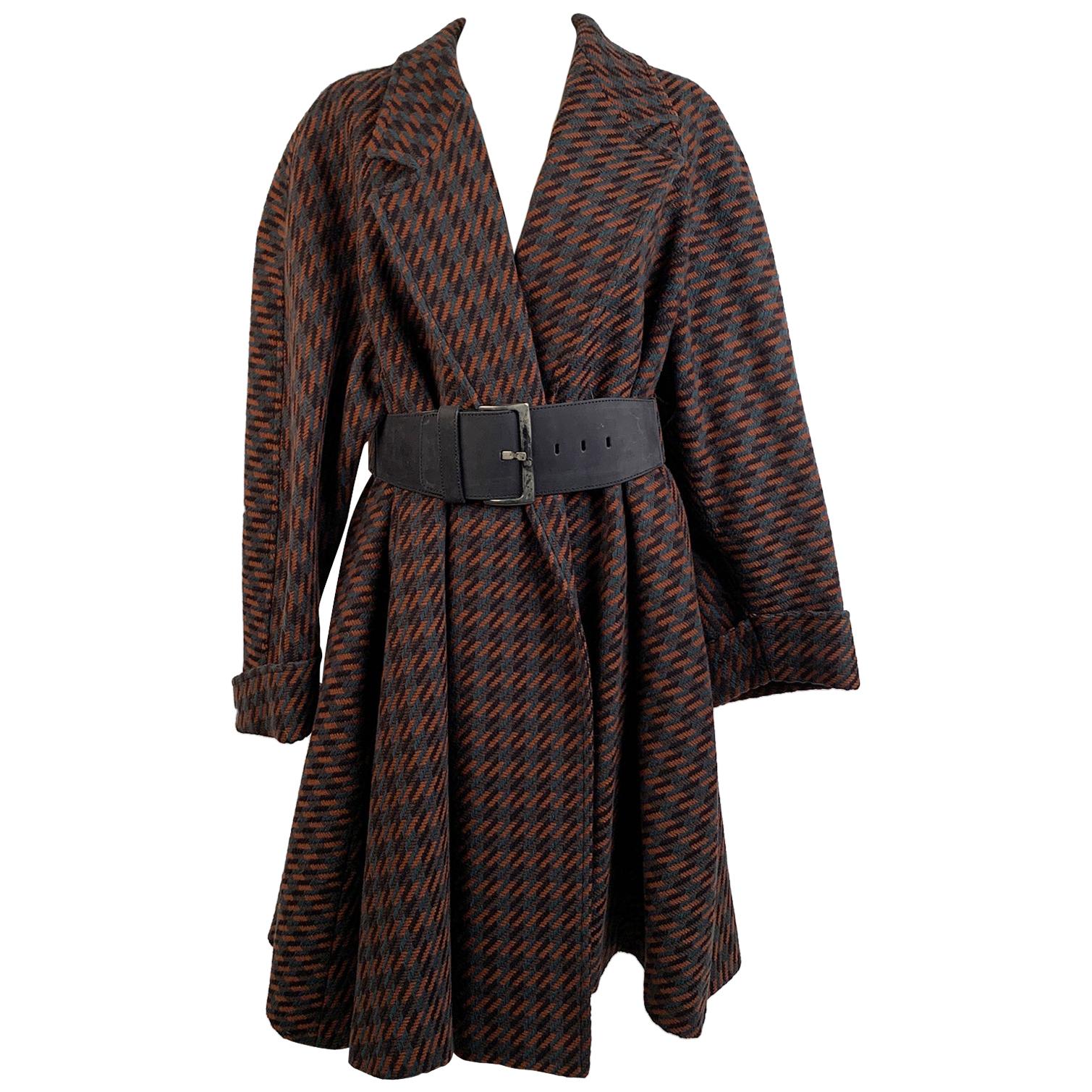 Missoni Donna Vintage Belted Wool Oversized Coat Size 40