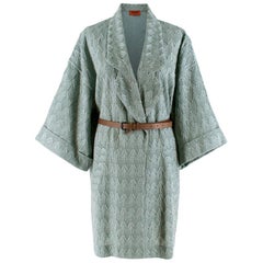 Missoni Duck Egg Blue Embroidered Knit Coat - Size L