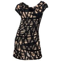 Missoni Early 2000s Black + Nude Sequined Size 40 / 4 - 6 Abstract Mini Dress