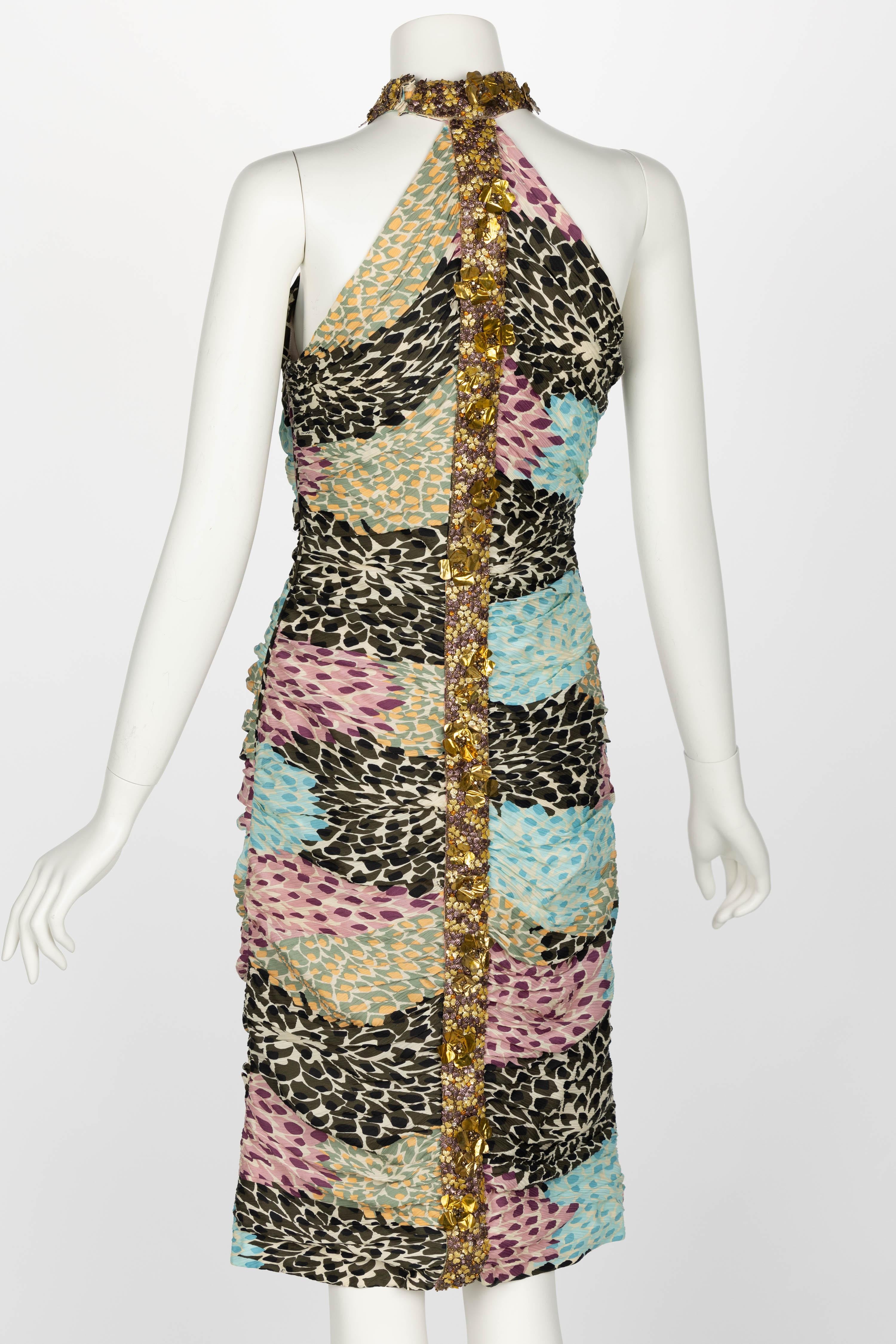 Missoni Embellished Silk Print Halter Dress F/W 2005 For Sale 1