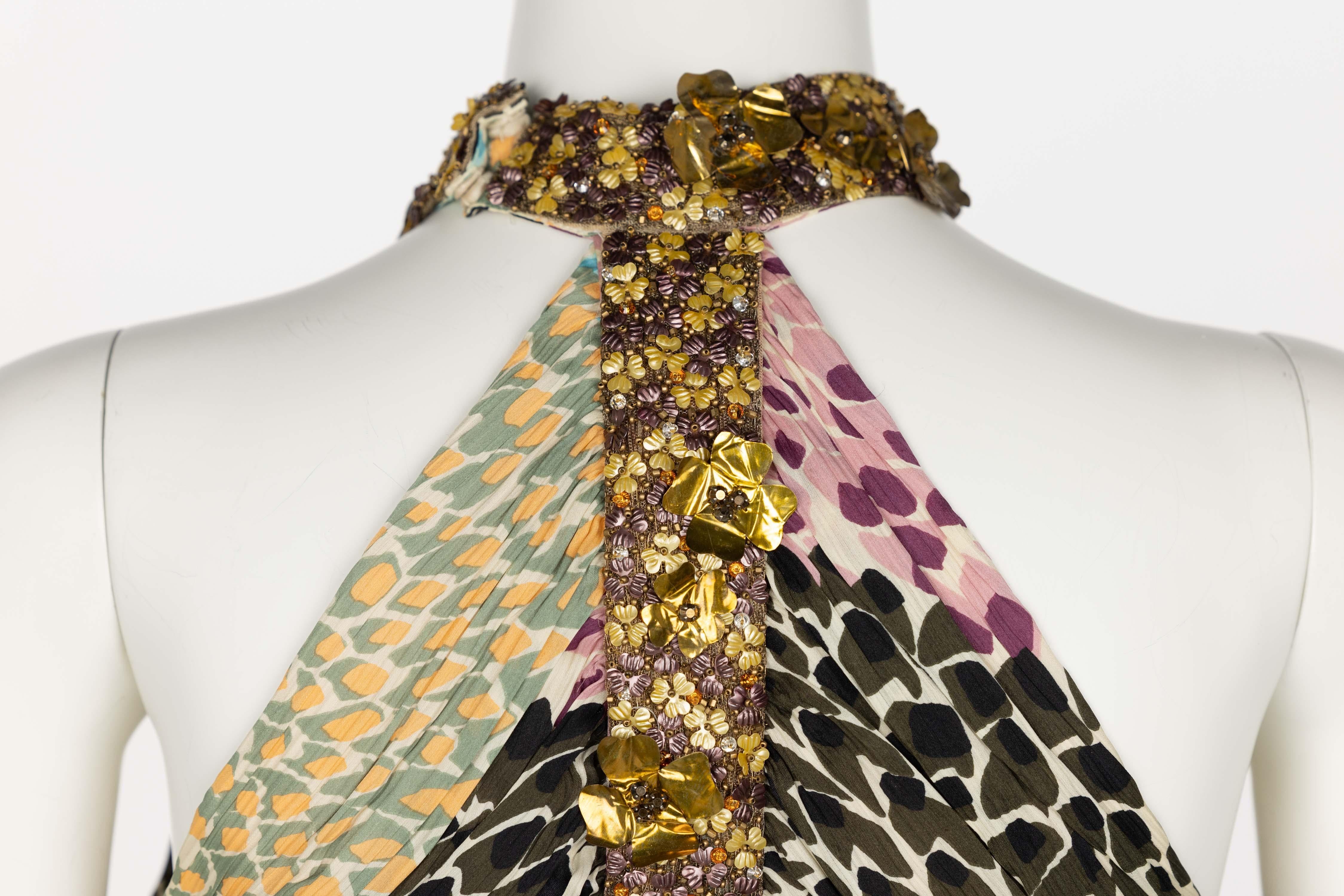 Missoni Embellished Silk Print Halter Dress F/W 2005 For Sale 4