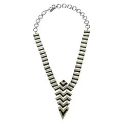 Missoni Enamel Silver Tone Geometric Pattered Necklace