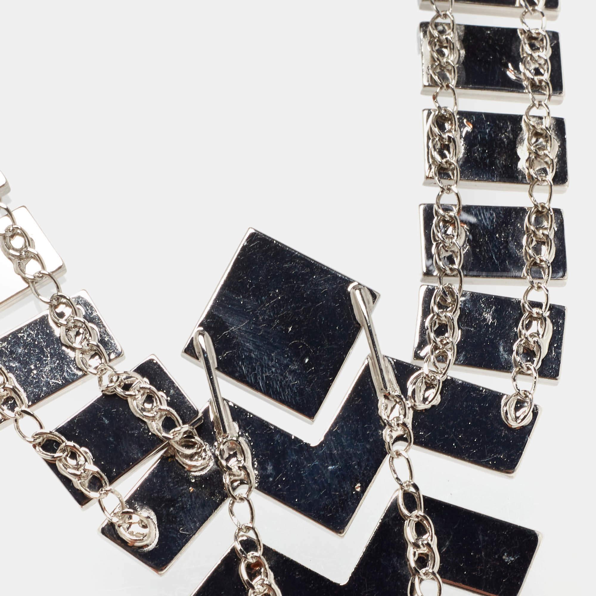 Women's Missoni Enamel Silver Tone Geometric Shaped Long Necklace For Sale