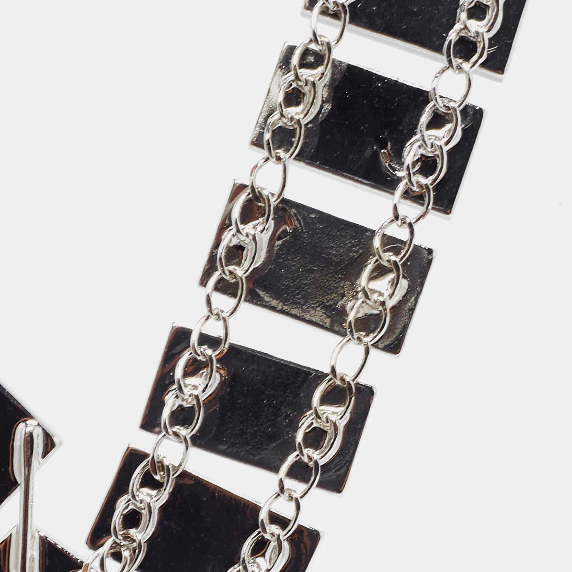 Missoni Emaille Silberton Geometrisch Geformte Lange Halskette im Angebot 1