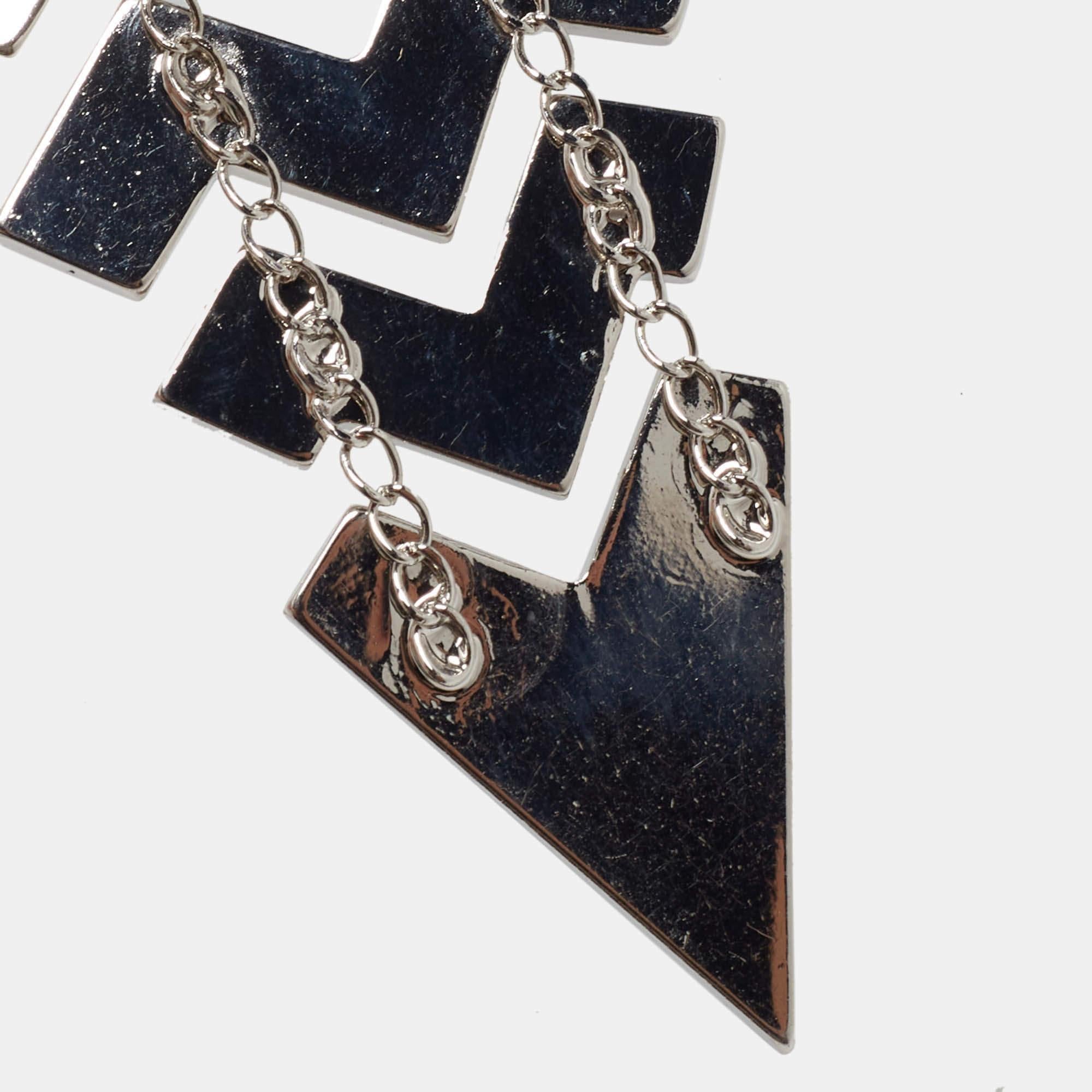 Missoni Enamel Silver Tone Geometric Shaped Long Necklace For Sale 2