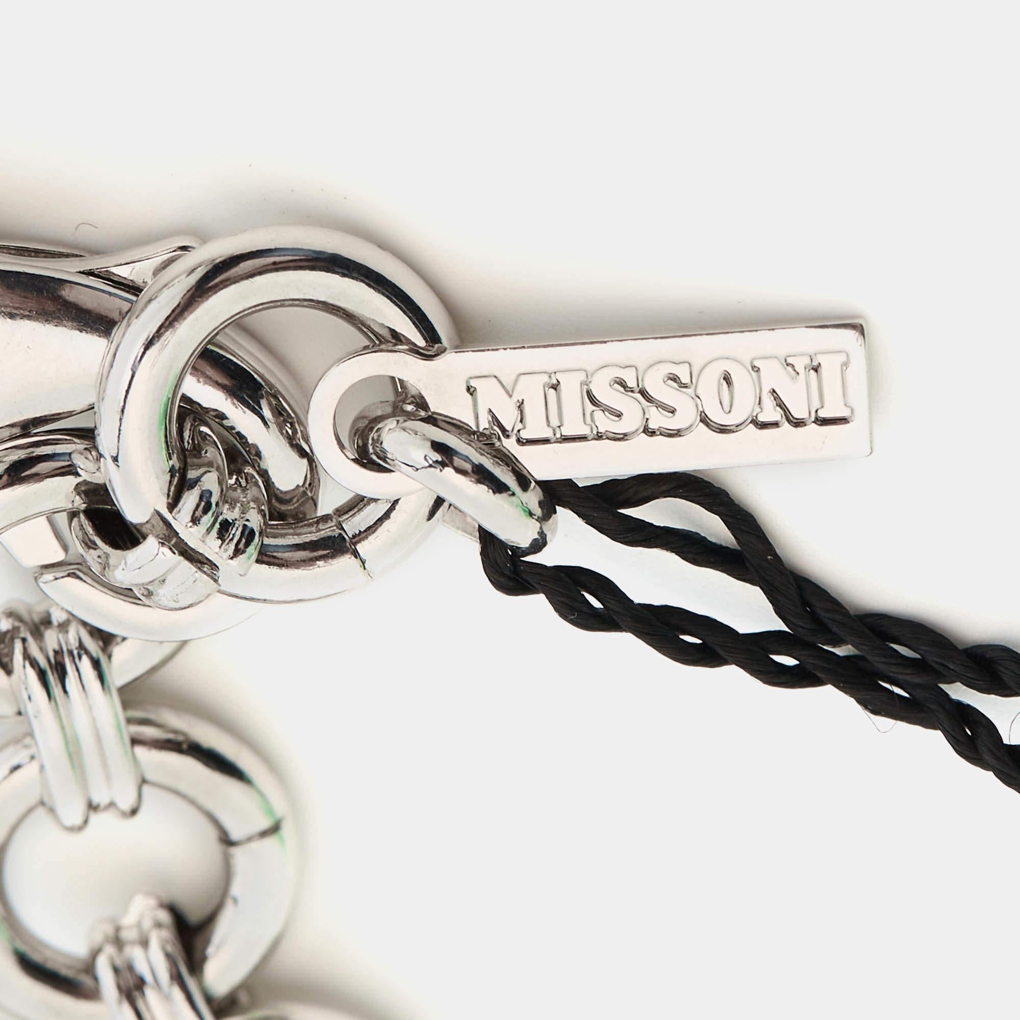 Missoni Enamel Silver Tone Geometric Shaped Long Necklace For Sale 5