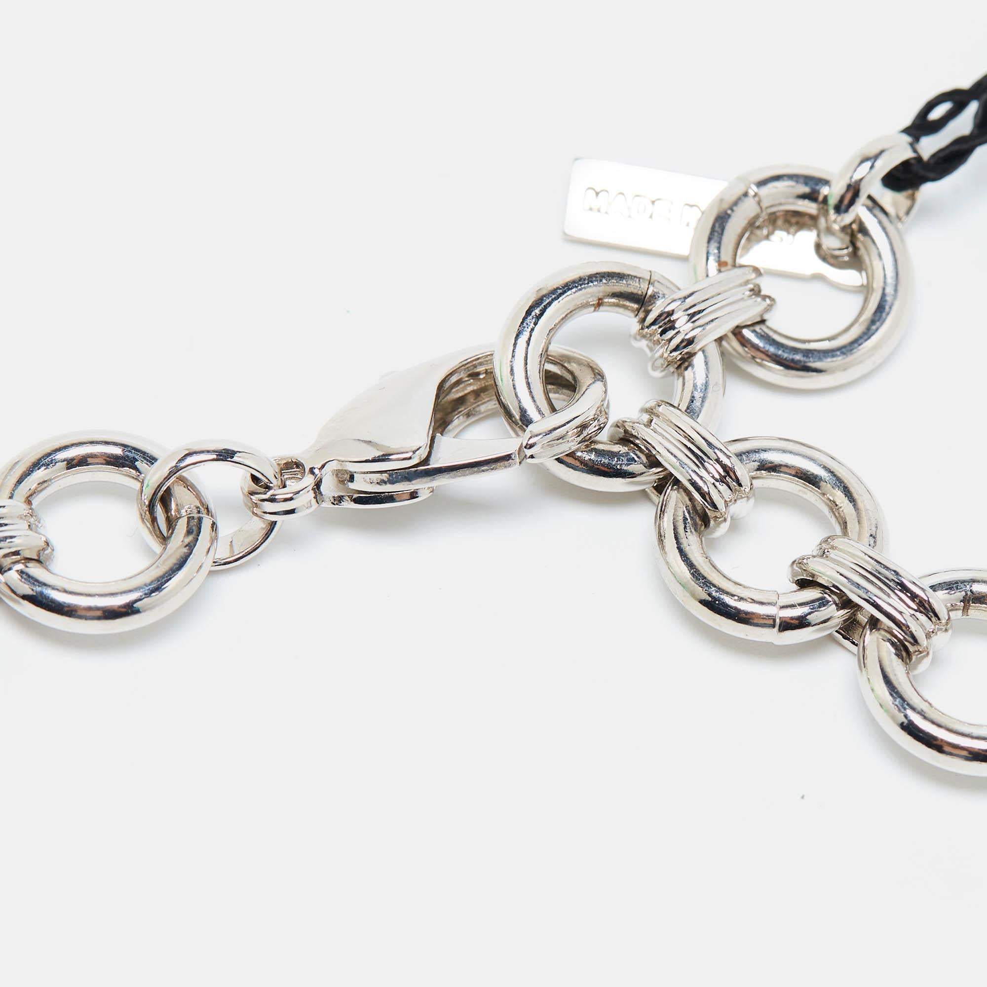 Missoni Collana lunga a forma geometrica con smalto in tonalità argento in vendita 5