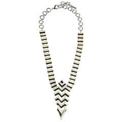 Missoni Enamel Silver Tone Geometric Shaped Long Necklace