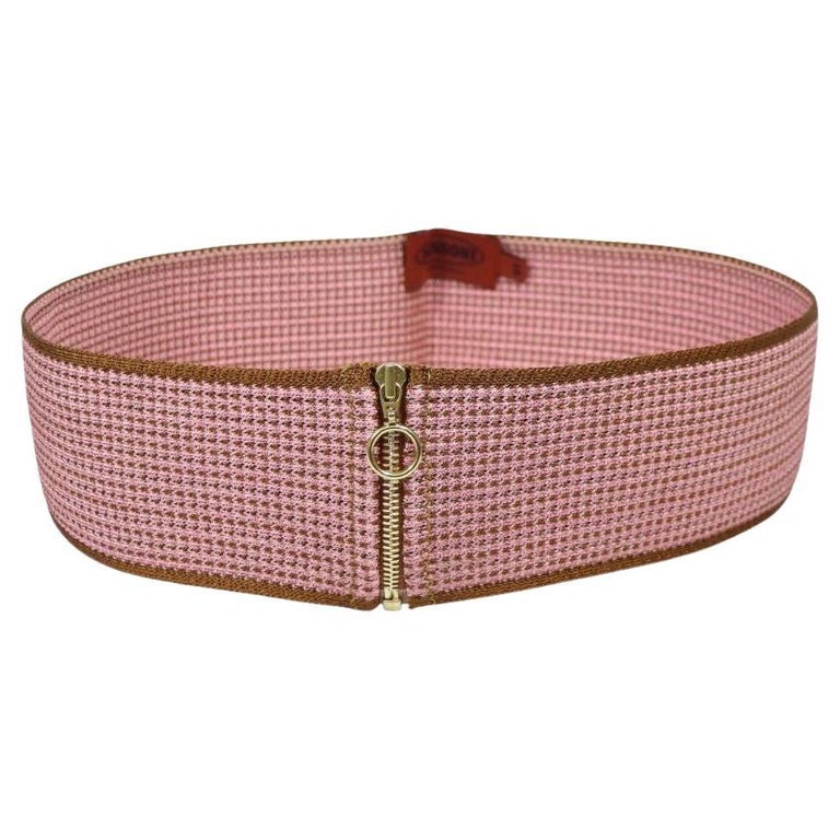 Missoni Pink and Brown Woven Wide Belt with Front Zipper  display picture 1