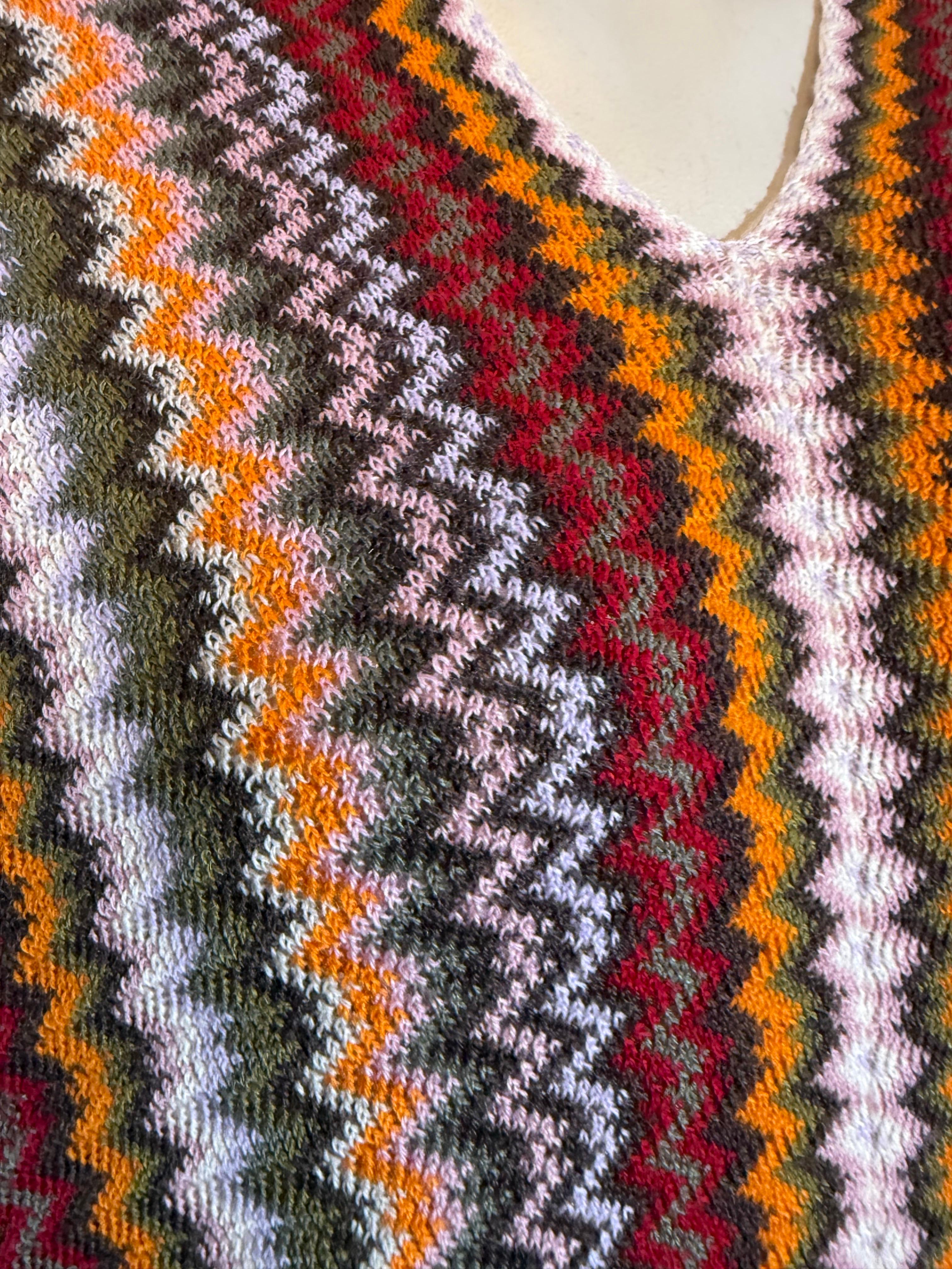Missoni - Poncho in lana a maglia Chevron Autunno/Inverno in Marrone, Senape, Nero e Bianco in vendita 11