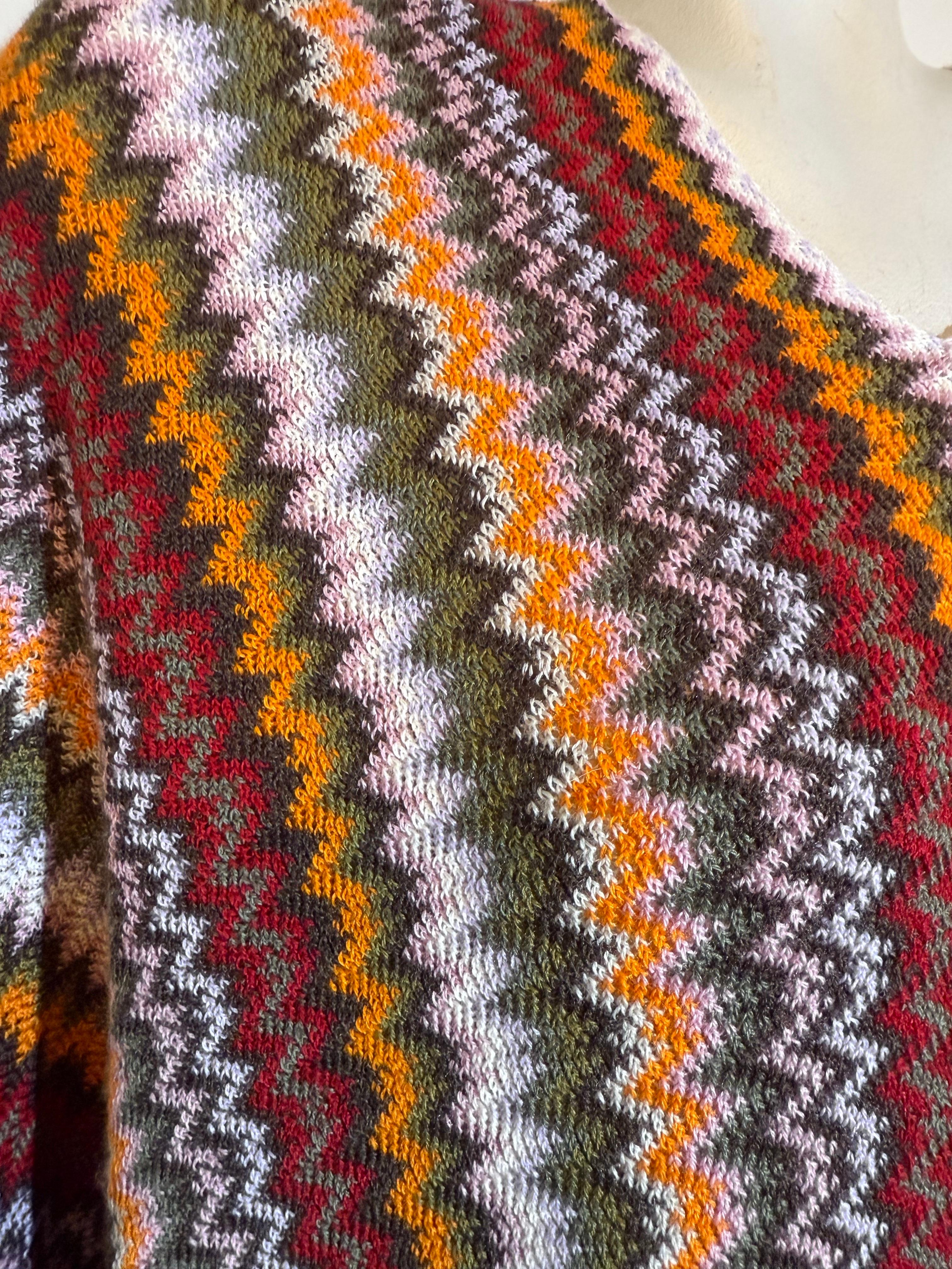 Missoni - Poncho in lana a maglia Chevron Autunno/Inverno in Marrone, Senape, Nero e Bianco in vendita 12