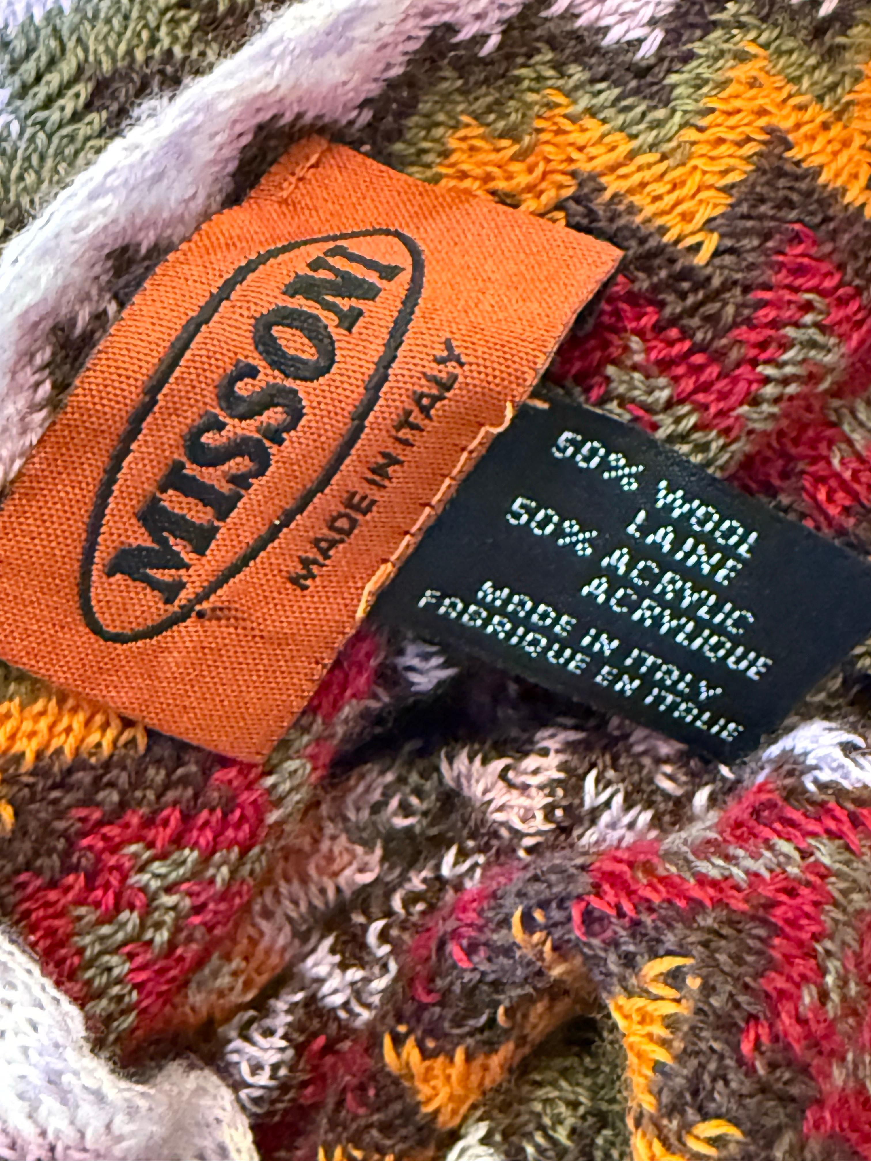 Missoni - Poncho in lana a maglia Chevron Autunno/Inverno in Marrone, Senape, Nero e Bianco in vendita 14