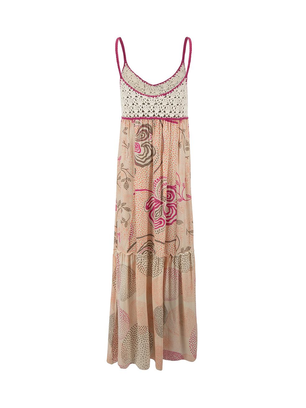 Missoni Floral Printed Crochet Accent Maxi Dress Size M In Good Condition For Sale In London, GB