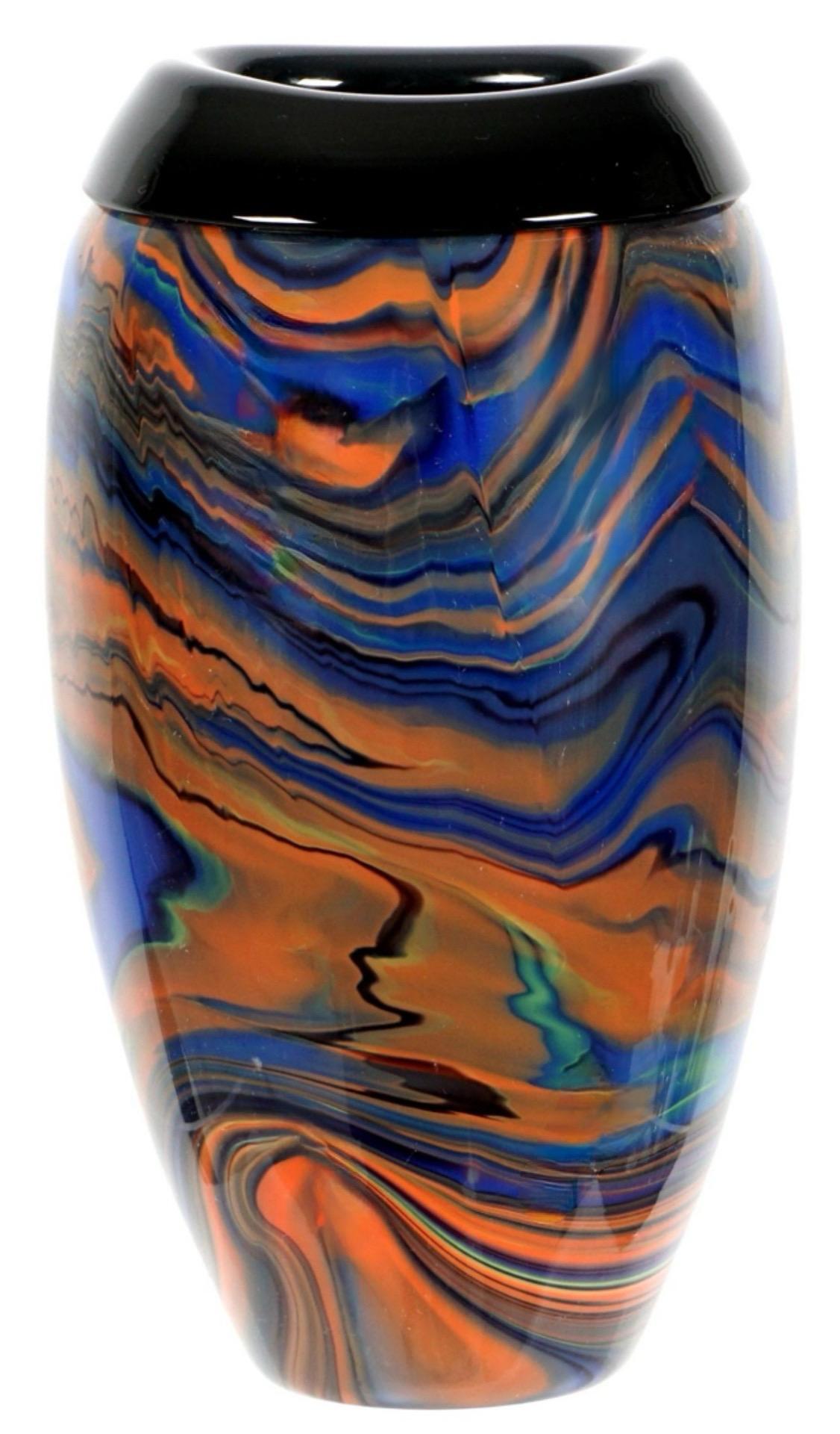 Italian Missoni for Arte Vetro Murano 14.25” Tall Glass Vase For Sale