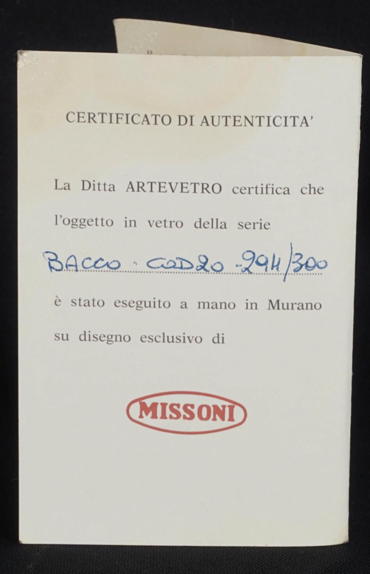 Missoni for Arte Vetro Murano 14.25” Tall Glass Vase For Sale 1