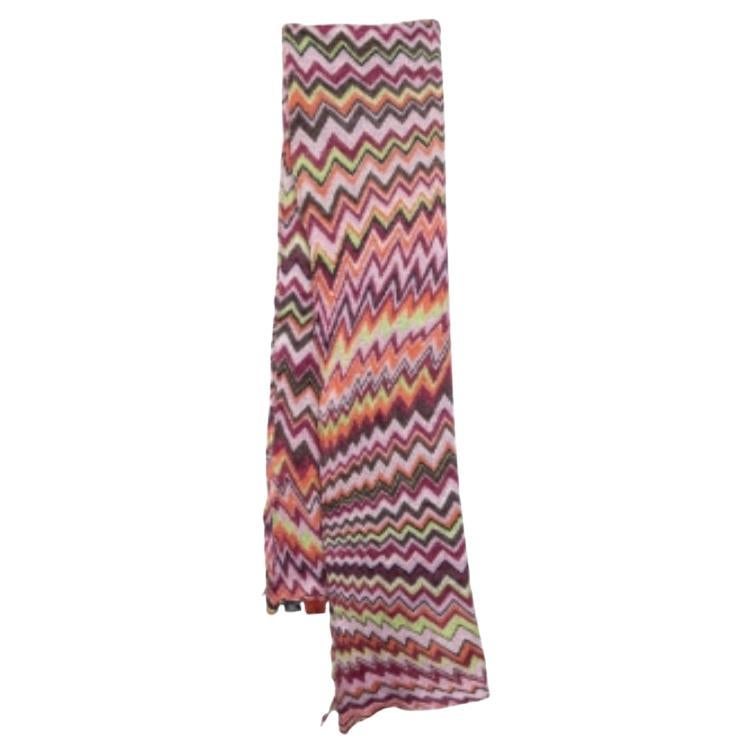 Missoni Foulard Multicolor Chevron Patterned Knit Scarf For Sale