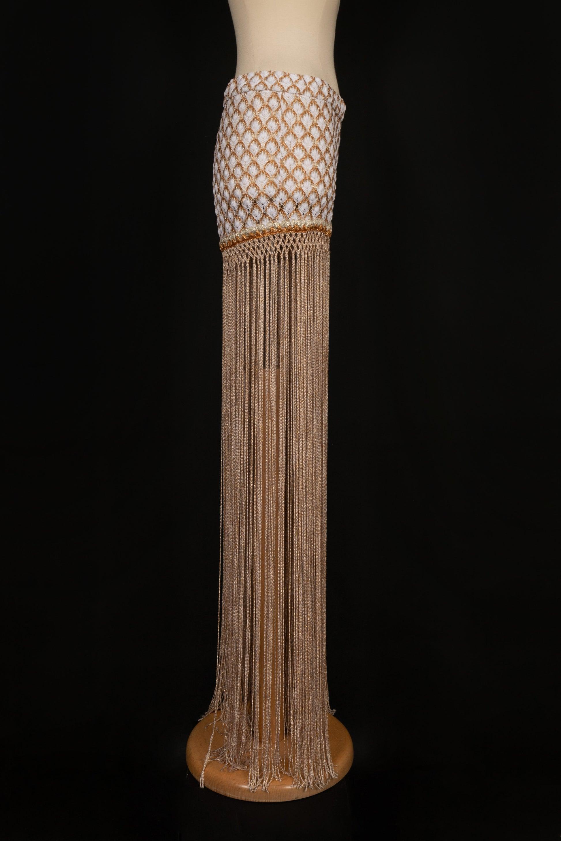 Women's Missoni Fringed Pants/Shorts in White and Golden Tones