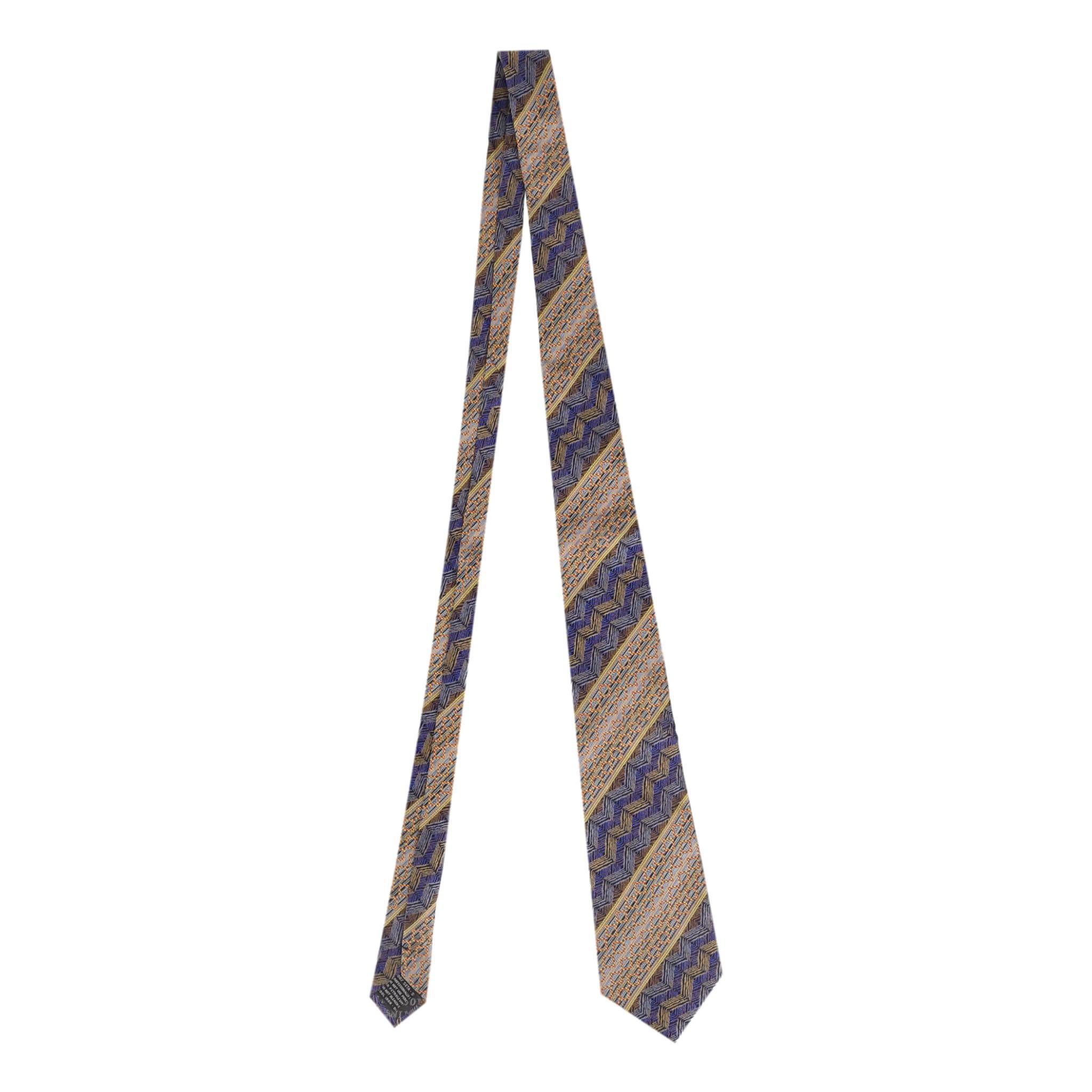 Missoni Geometrisches Muster Seidenkrawatte (Grau)