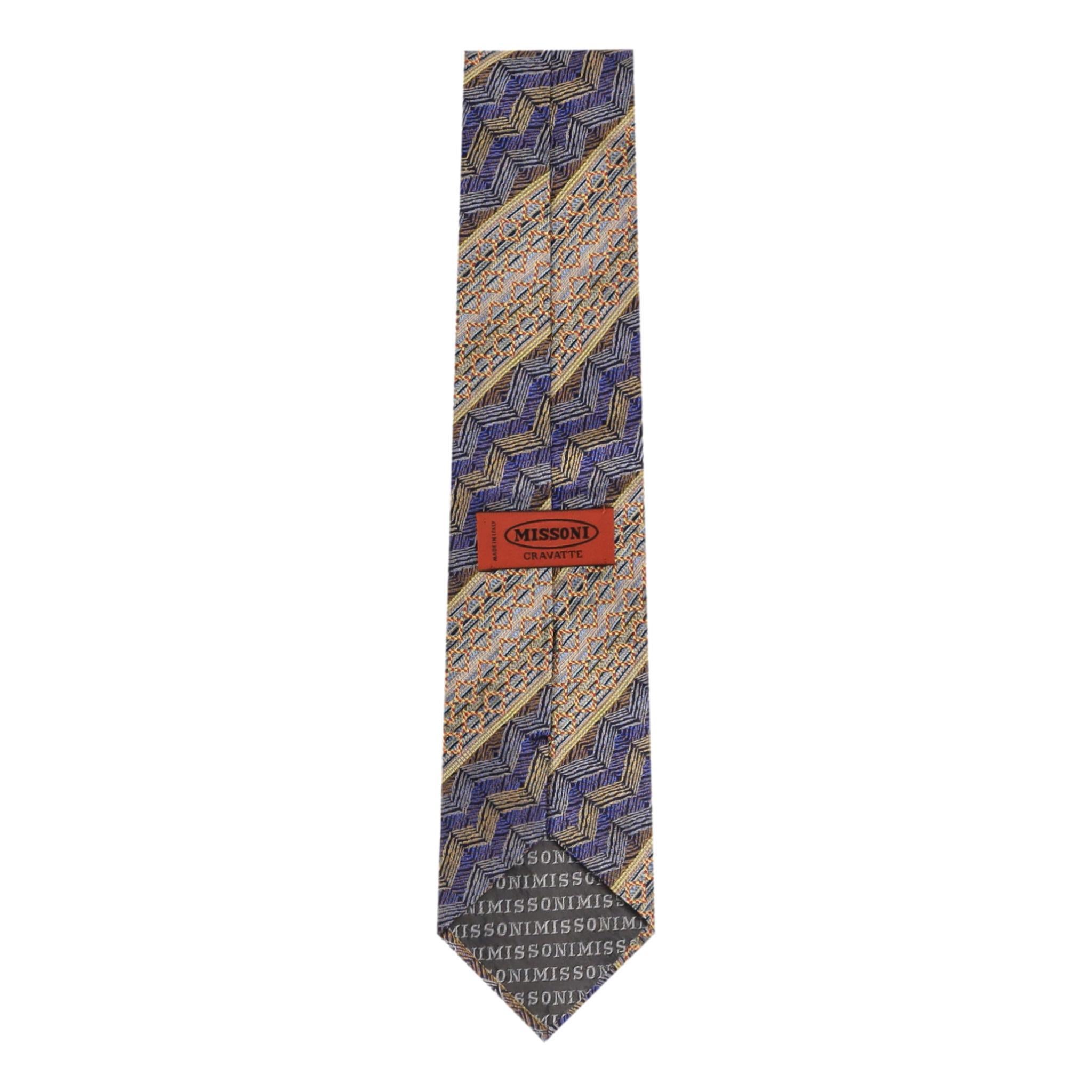 Missoni Geometrisches Muster Seidenkrawatte im Zustand „Hervorragend“ in London, GB