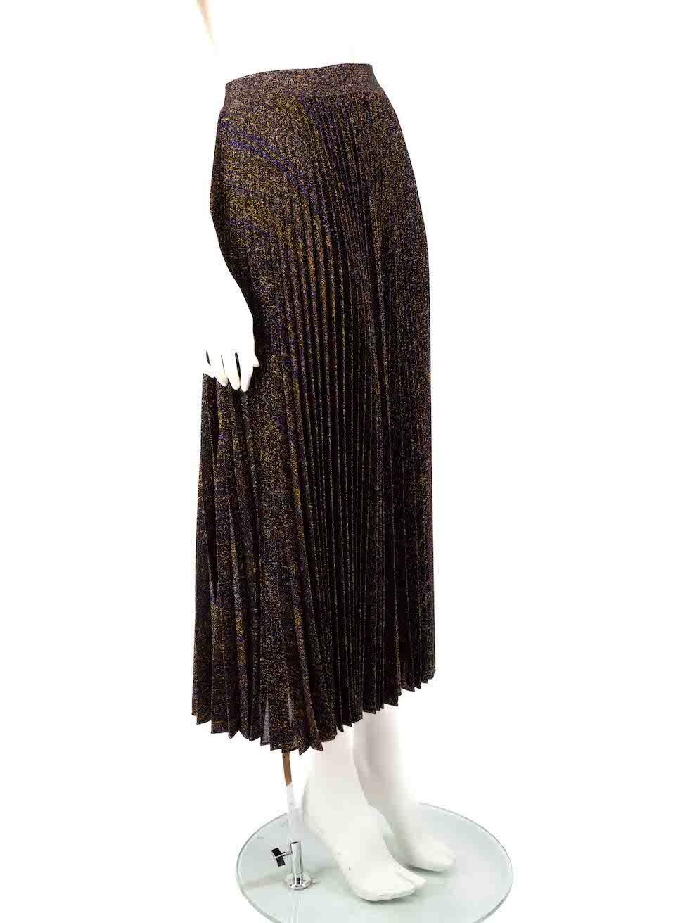 CONDITION is Very good. Hardly any visible wear to the skirt is evident on this used Missoni designer resale item.
 
 
 
 Details
 
 
 Multicolour- black, purple, gold
 
 Polyester
 
 Skirt
 
 Pleated
 
 Metallic thread
 
 Midi
 
 Elasticated