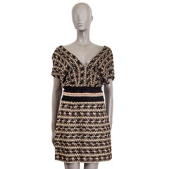 MISSONI gold & black LUREX CROCHET KNIT Short Sleeve Dress 42 M