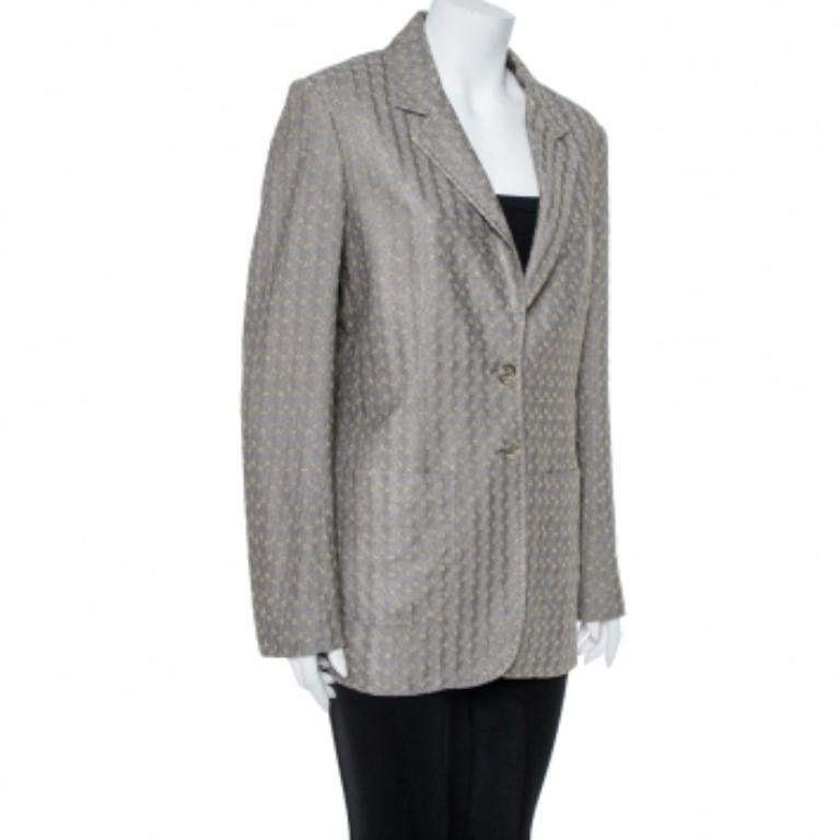 Grigio Missoni Blazer in maglia lurex oro e grigio L in vendita