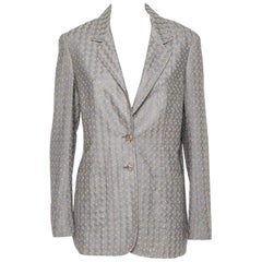 Goldfarbener & grauer Lurex-Strickblazer von Missoni, L