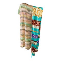 MISSONI Gold Metallic Crochet Knit Floral Kaftan Tunic Dress Cover Up