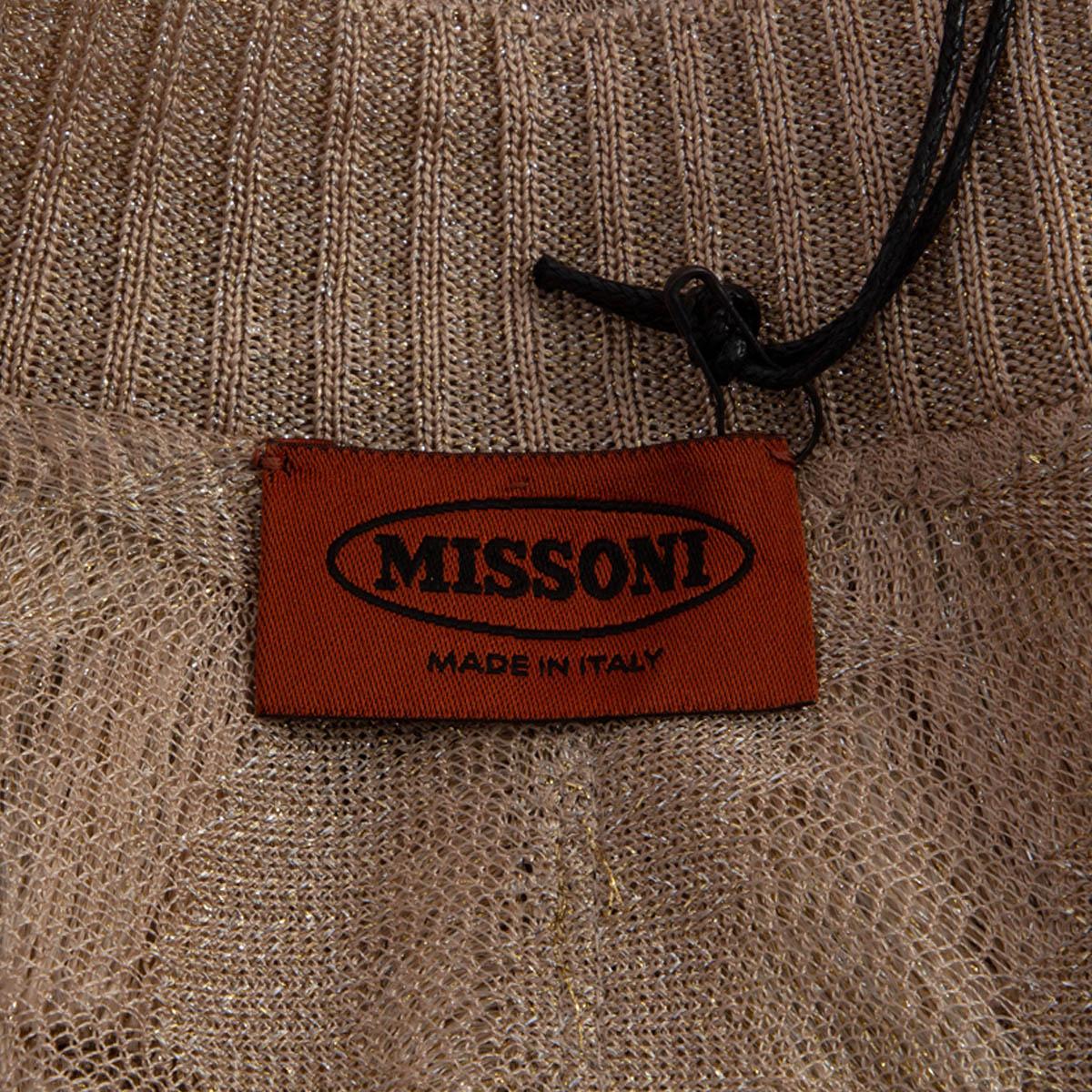 MISSONI gold viscose LUREX FRINGE OPEN Cardigan Sweater 42 M In Excellent Condition In Zürich, CH
