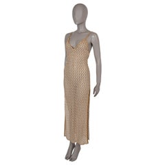 MISSONI dorado y blanco viscosa 2022 LUREX CROCHET Vestido PLAYA 40 S