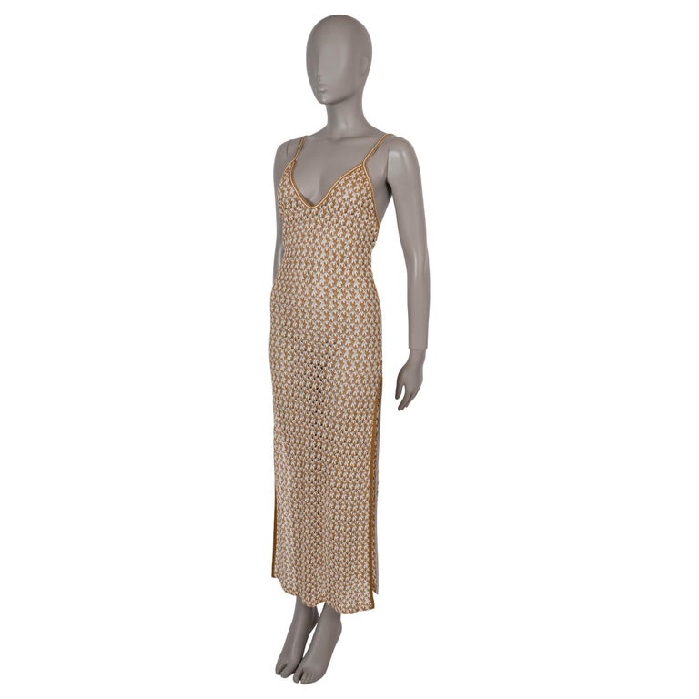 MISSONI gold and white viscose 2022 LUREX CROCHET BEACH Dress 40 S For Sale  at 1stDibs