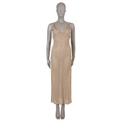 MISSONI gold & white viscose 2022 LUREX CROCHET BEACH Dress 40 S