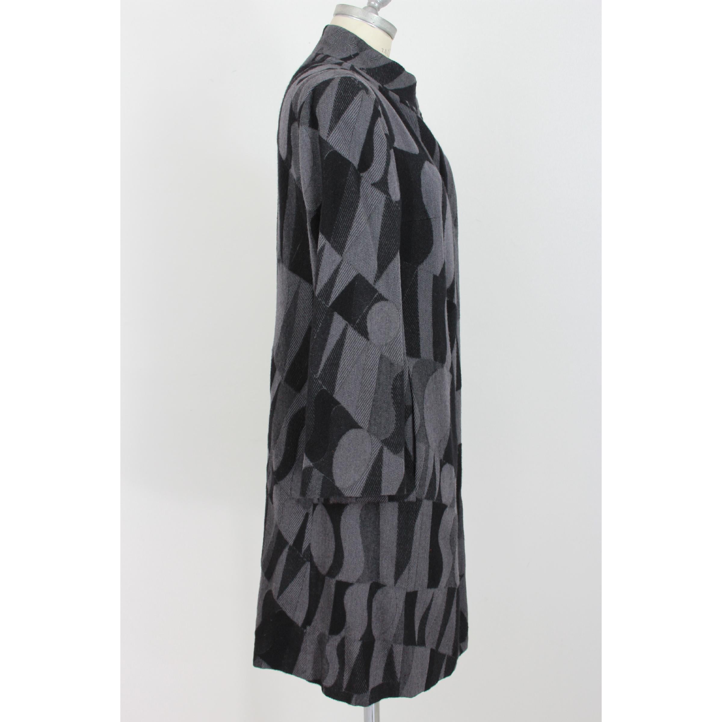 Missoni Gray Black Wool High Collar Classic Long Coat In Excellent Condition In Brindisi, Bt