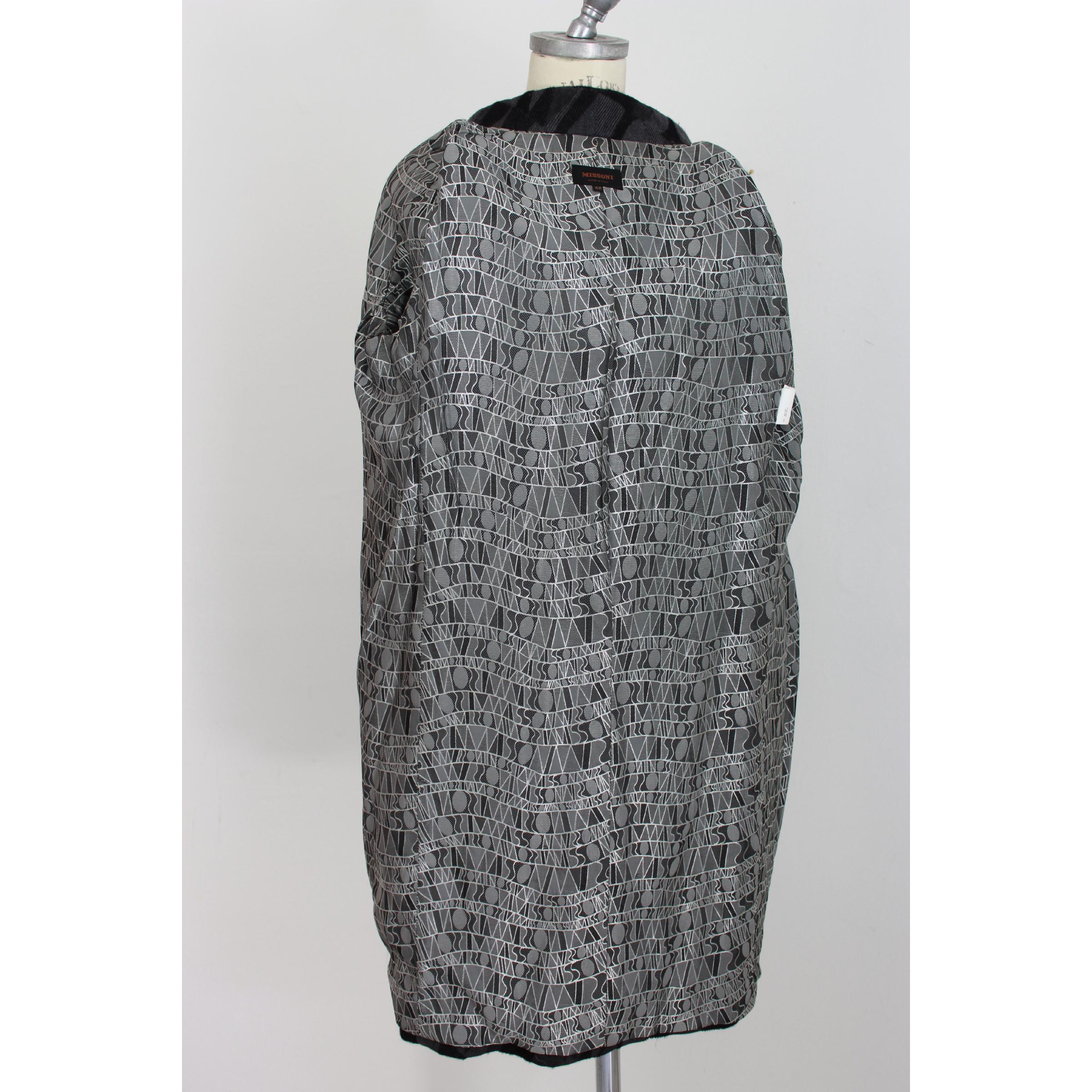 Missoni Gray Black Wool High Collar Classic Long Coat 1