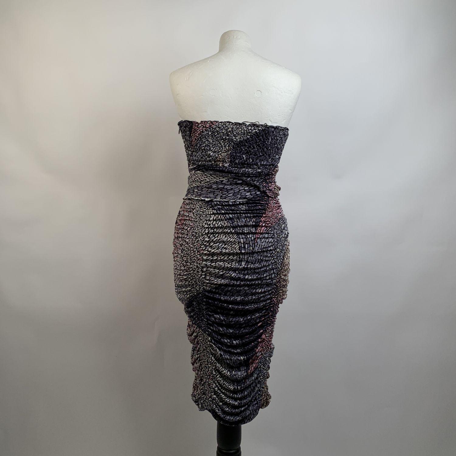 Missoni Gray Silk Ruched Detail Bustier Pencil Dress In Excellent Condition In Rome, Rome