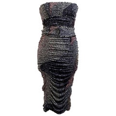 Missoni Gray Silk Ruched Detail Bustier Pencil Dress