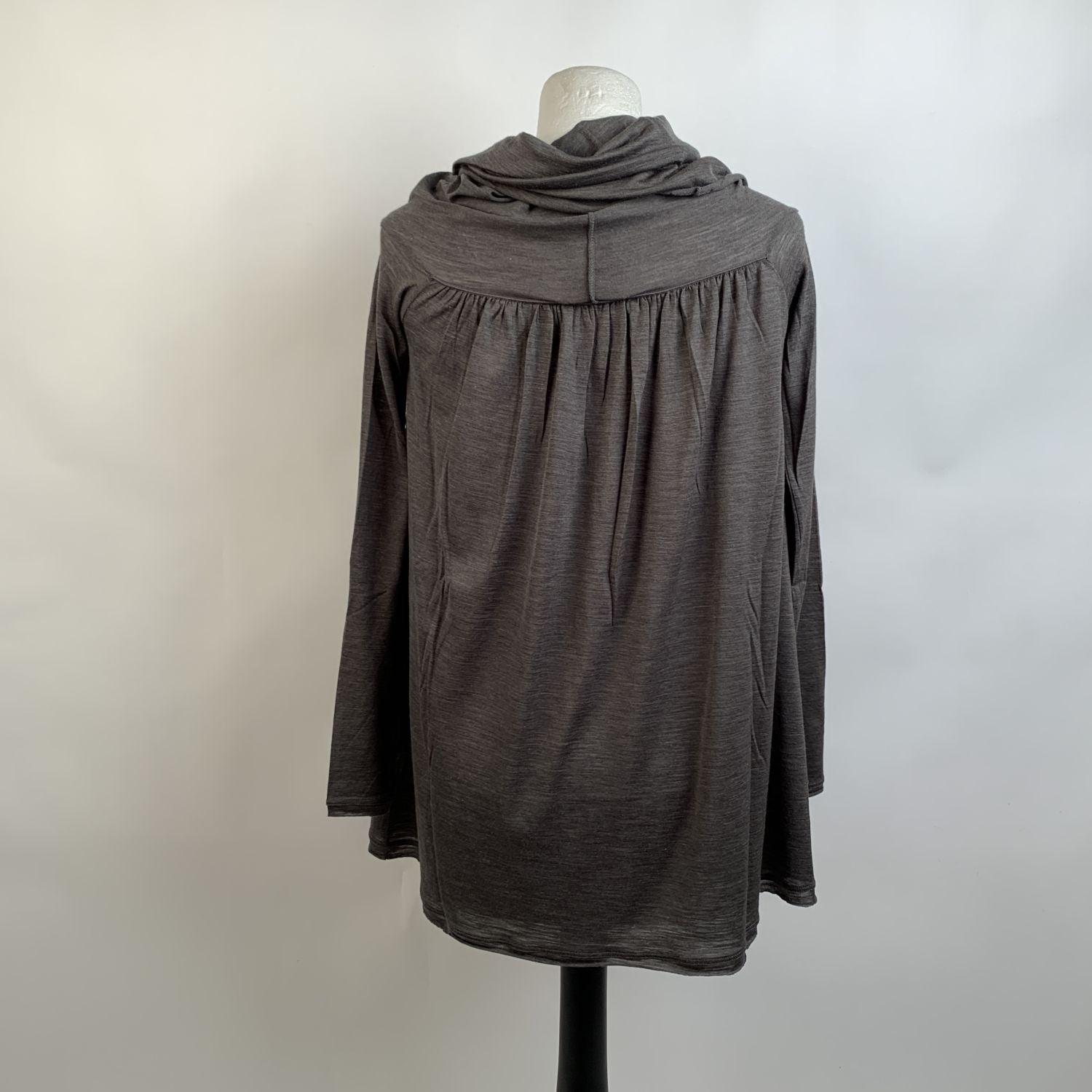 Women's Missoni Gray Wool and Silk Long Sleeve Top with Cowl Neck Size 40