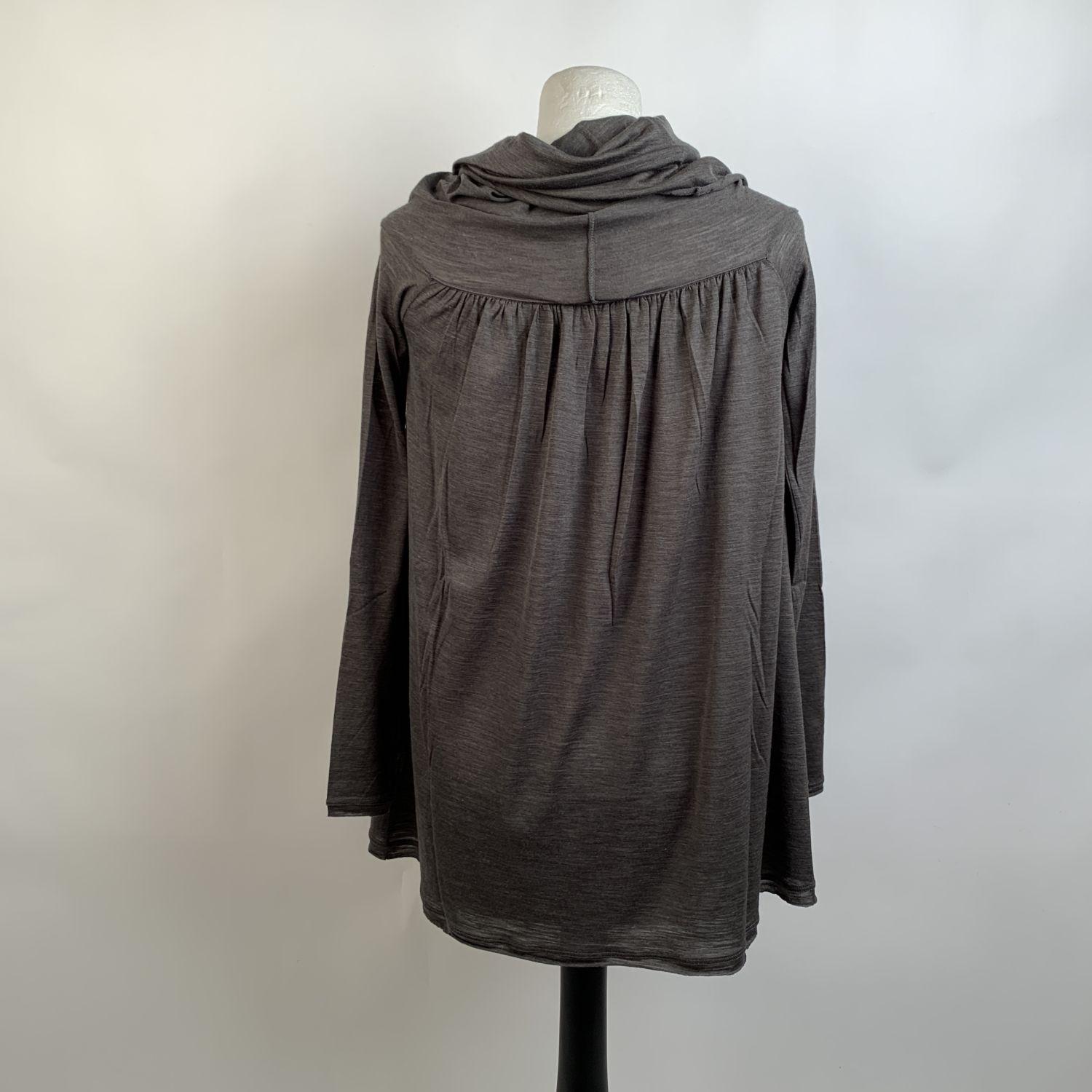 Missoni Gray Wool and Silk Long Sleeve Top with Cowl Neck Size 40 1