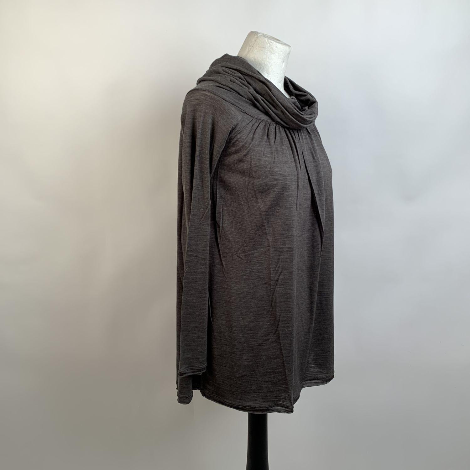 Missoni Gray Wool and Silk Long Sleeve Top with Cowl Neck Size 40 2