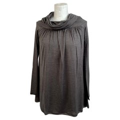 Missoni Gray Wool and Silk Long Sleeve Top with Cowl Neck Size 40