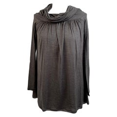 Missoni Gray Wool and Silk Long Sleeve Top with Cowl Neck Size 40