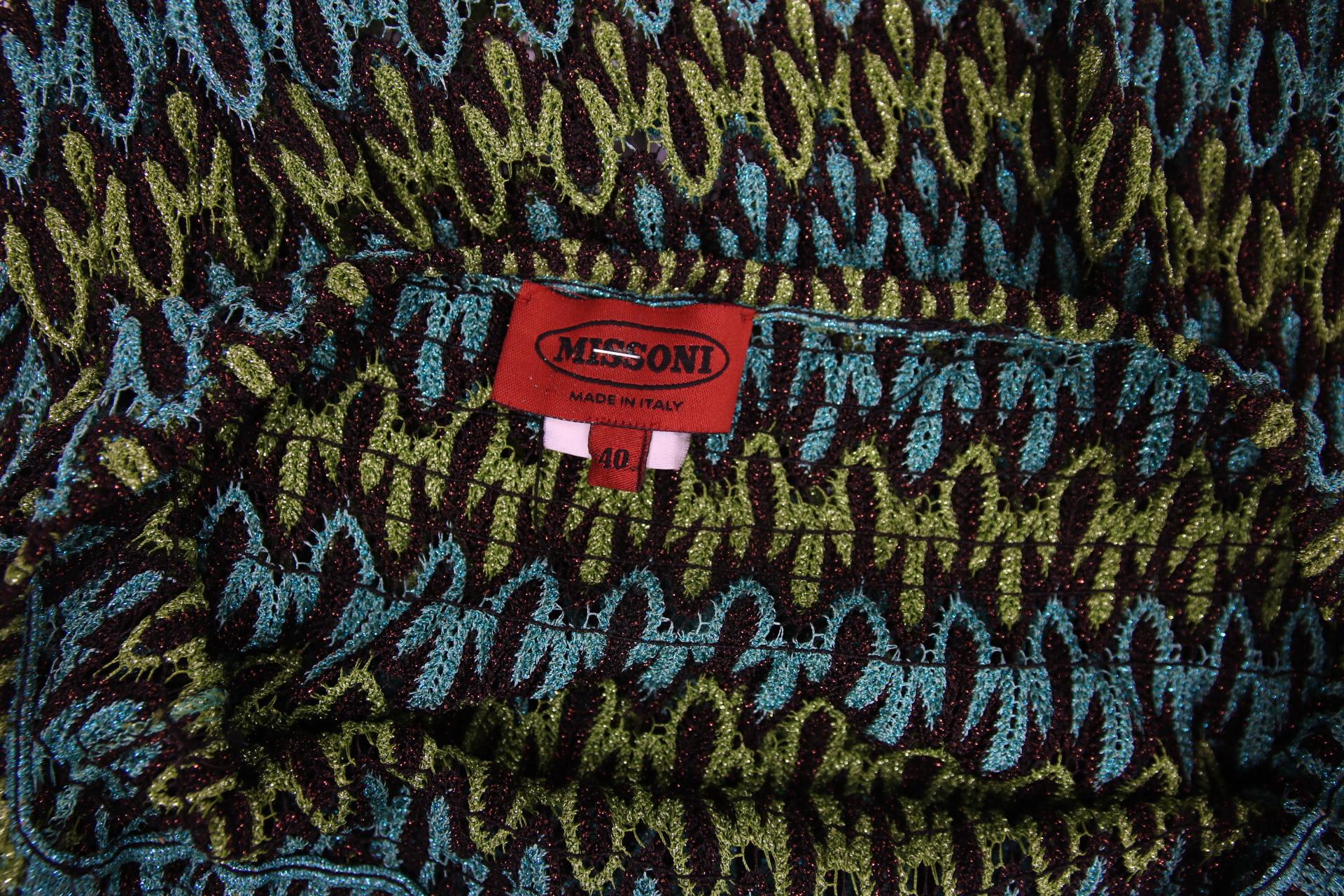 Missoni Grün & Blaues Metallic-Strick-Halterkleid 1