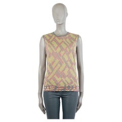 MISSONI green pink grey viscose wool blend Sleeveless Vest Sweater 48 XXL