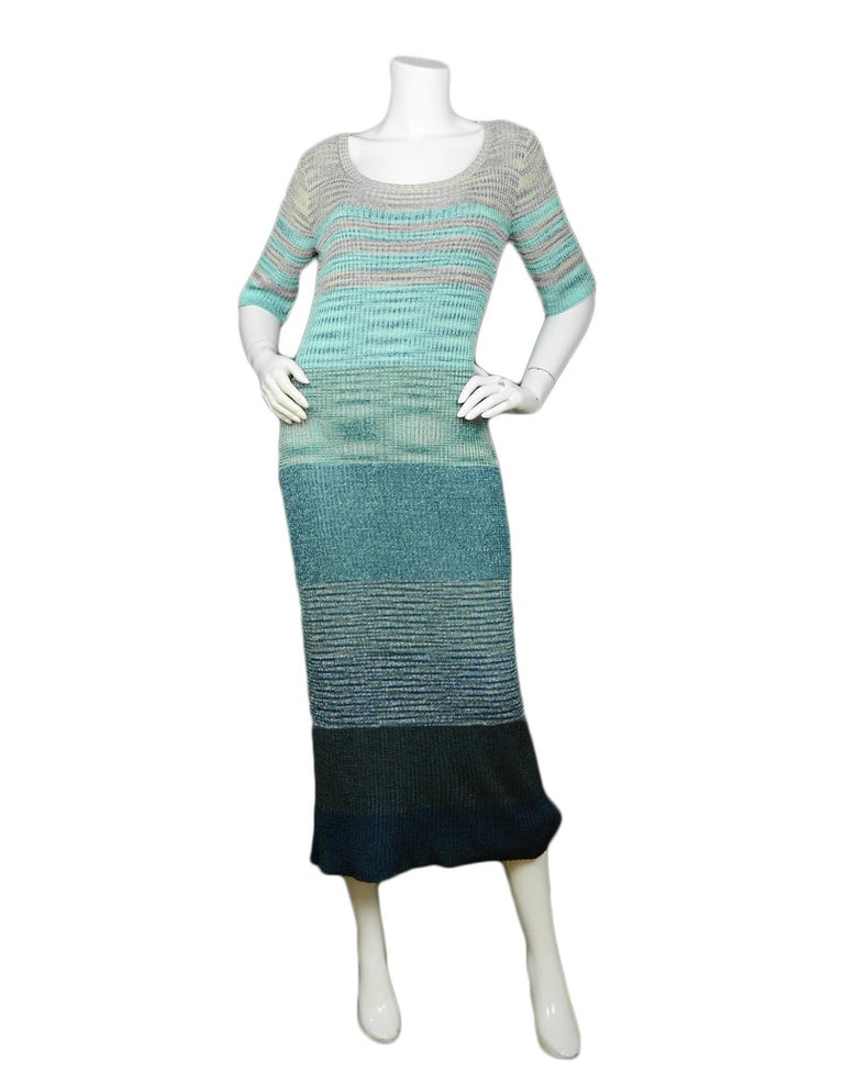 Missoni Green Short Sleeve Knit Dress sz 48 For Sale at 1stDibs