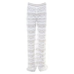 Missoni Grey and White Perforated Knit Elasticized Waist Pants M