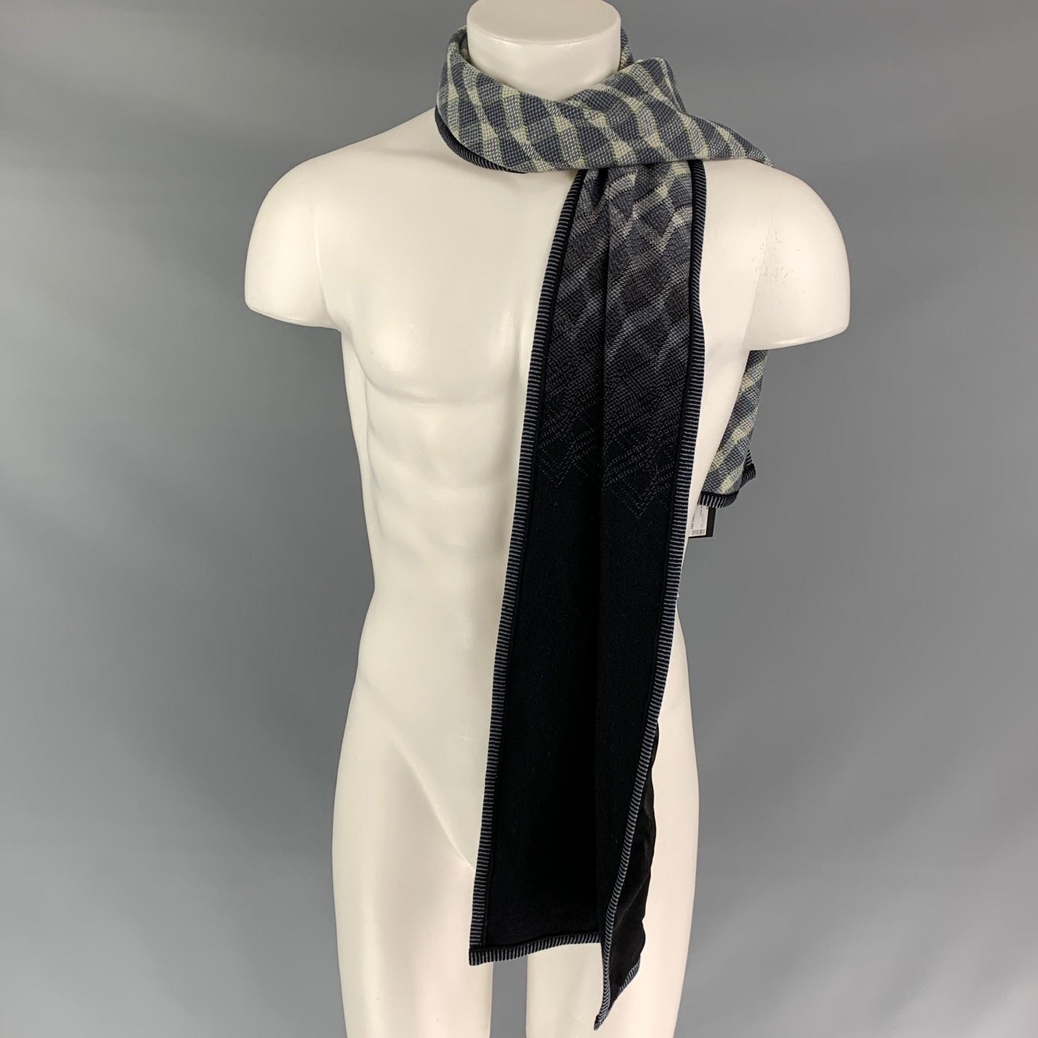 MISSONI Grey & Black Ombre Rayon Blend Scarf For Sale 1