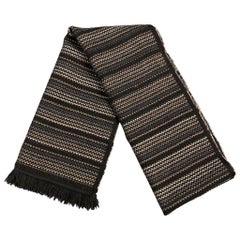 MISSONI Grey 
Brown Stripe Knitted Wool Scarf