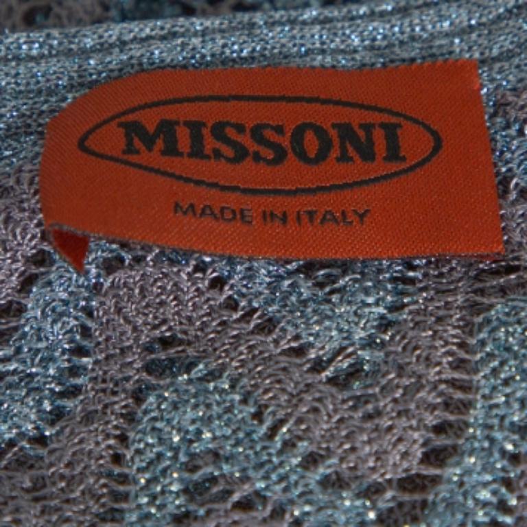 Women's Missoni Grey Lurex Knit Crystal Embellished Top and Cardigan Set L For Sale